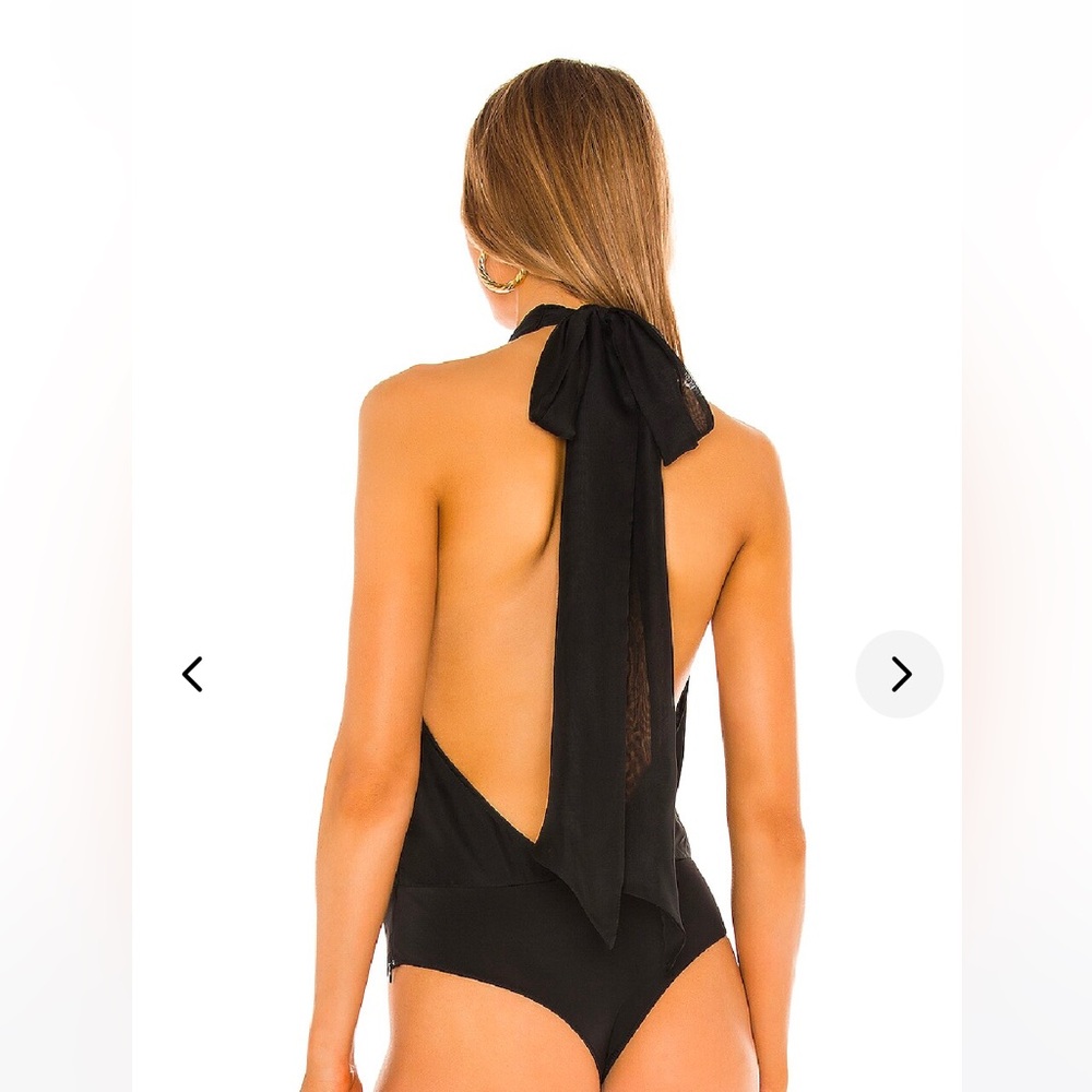 Revolve lovers friends black halter tulle bodysuit